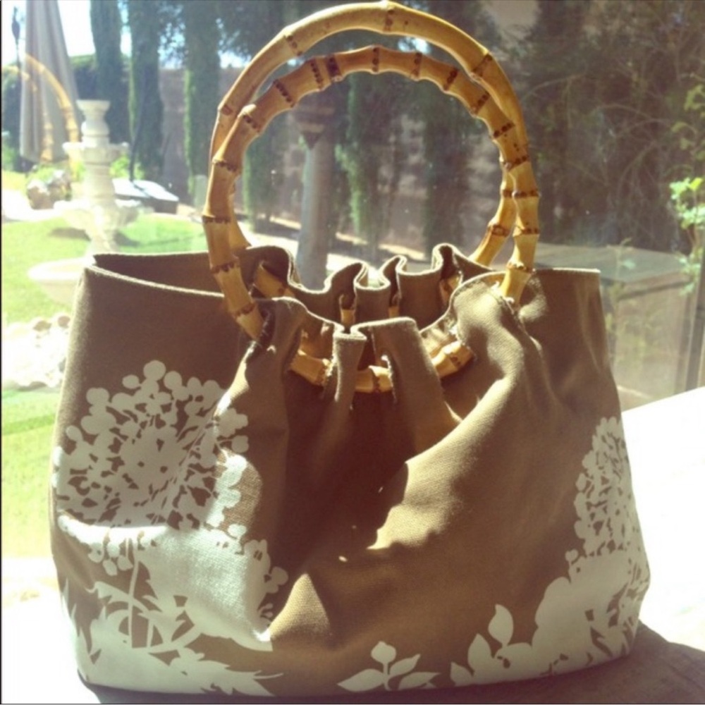 Banana Republic Canvas Bamboo Handbag - Picture 1 of 10